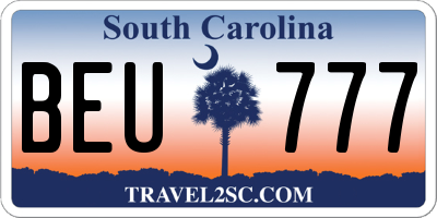 SC license plate BEU777