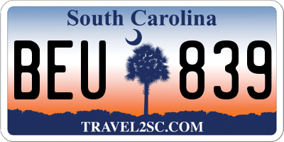SC license plate BEU839