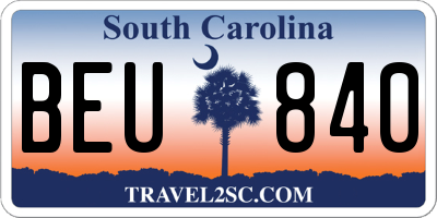 SC license plate BEU840