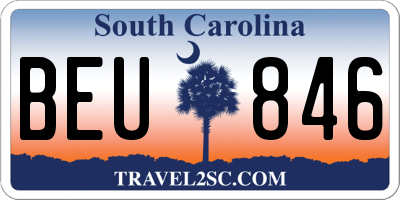 SC license plate BEU846