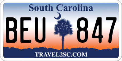 SC license plate BEU847