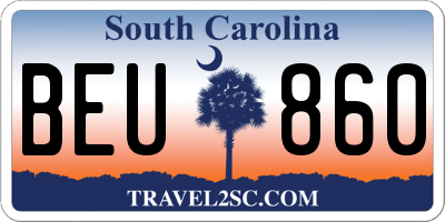 SC license plate BEU860
