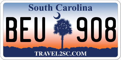 SC license plate BEU908