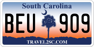 SC license plate BEU909
