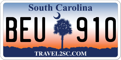 SC license plate BEU910
