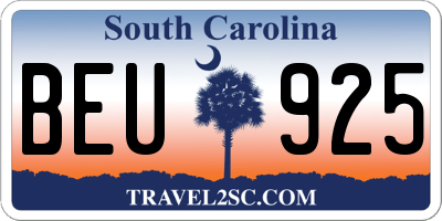 SC license plate BEU925
