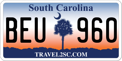 SC license plate BEU960