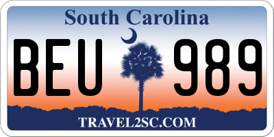 SC license plate BEU989