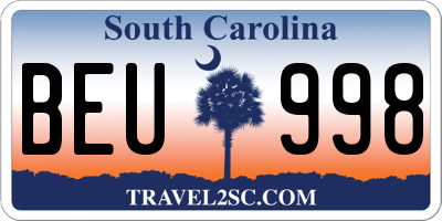 SC license plate BEU998