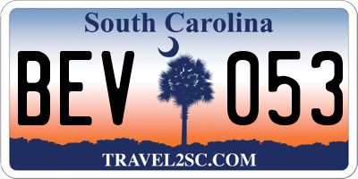 SC license plate BEV053