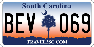 SC license plate BEV069
