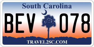 SC license plate BEV078