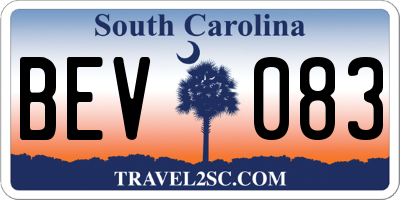SC license plate BEV083