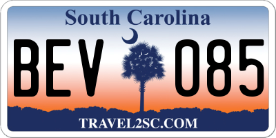 SC license plate BEV085