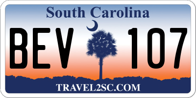 SC license plate BEV107