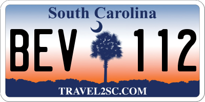 SC license plate BEV112