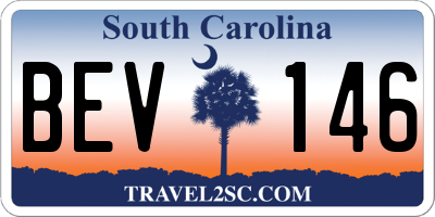 SC license plate BEV146