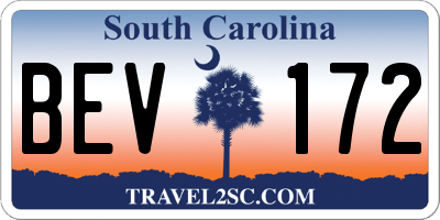 SC license plate BEV172