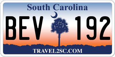SC license plate BEV192