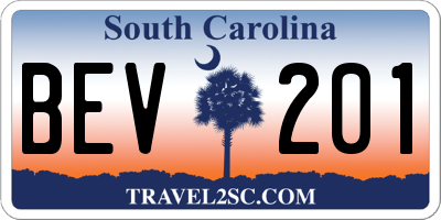 SC license plate BEV201