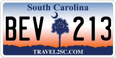 SC license plate BEV213