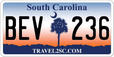 SC license plate BEV236