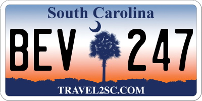 SC license plate BEV247