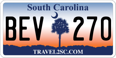 SC license plate BEV270