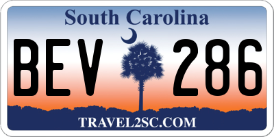 SC license plate BEV286