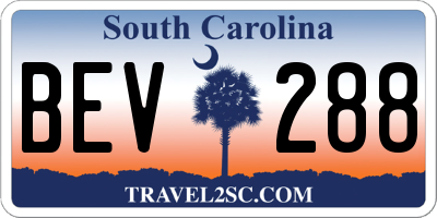 SC license plate BEV288