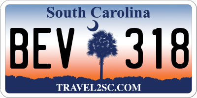 SC license plate BEV318