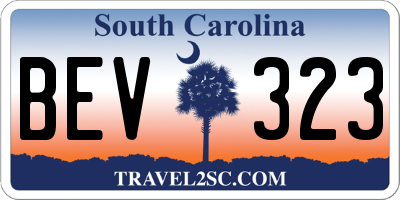 SC license plate BEV323