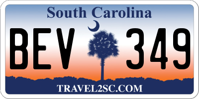 SC license plate BEV349