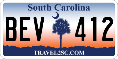 SC license plate BEV412