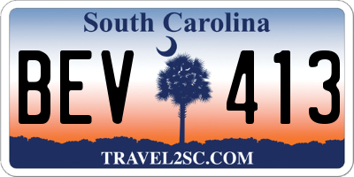 SC license plate BEV413