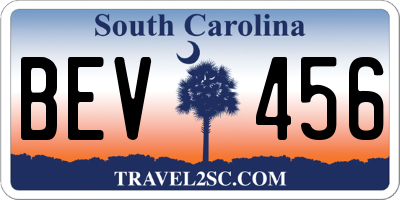 SC license plate BEV456