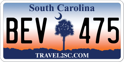SC license plate BEV475