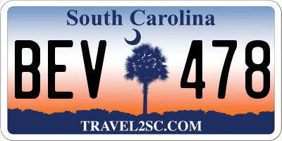 SC license plate BEV478