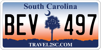 SC license plate BEV497