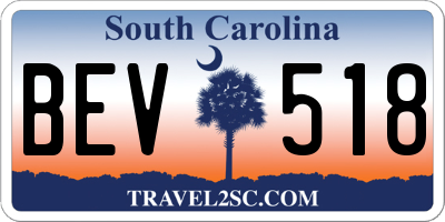 SC license plate BEV518