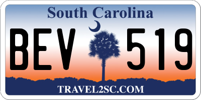 SC license plate BEV519