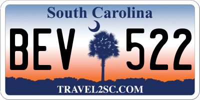 SC license plate BEV522
