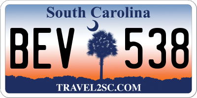 SC license plate BEV538