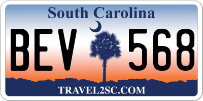 SC license plate BEV568