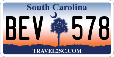 SC license plate BEV578