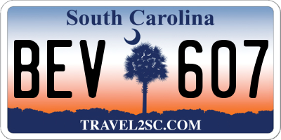 SC license plate BEV607