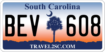 SC license plate BEV608