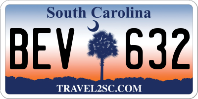 SC license plate BEV632