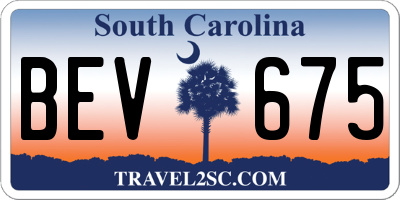 SC license plate BEV675