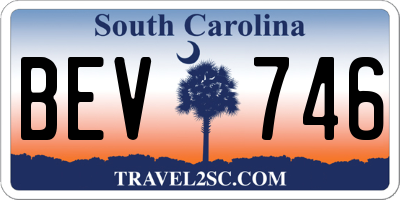 SC license plate BEV746